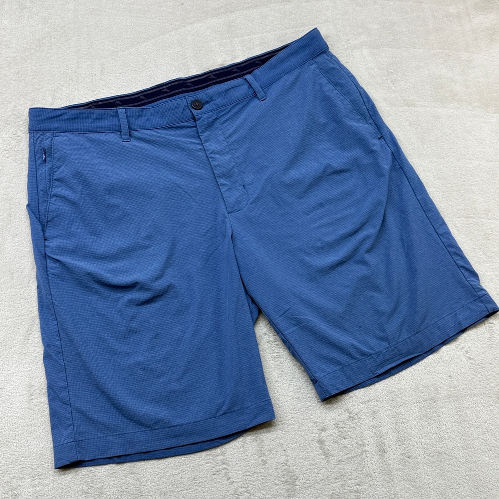 Tommy Bahama Boracay Shorts Mens 38 Blue Textured Performance Golf Casual 10"